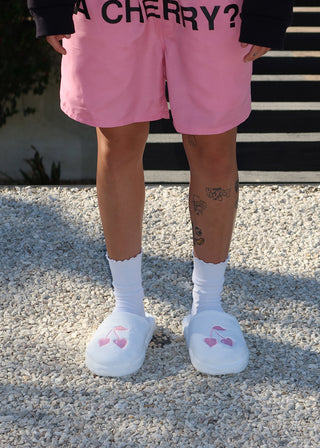 Casentini Premium Slippers - White with Pink